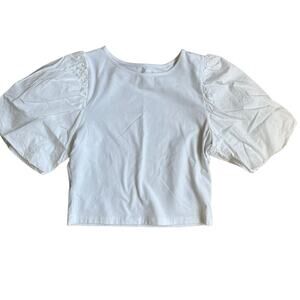 A New Day Crop Balloon Sleeves White XS